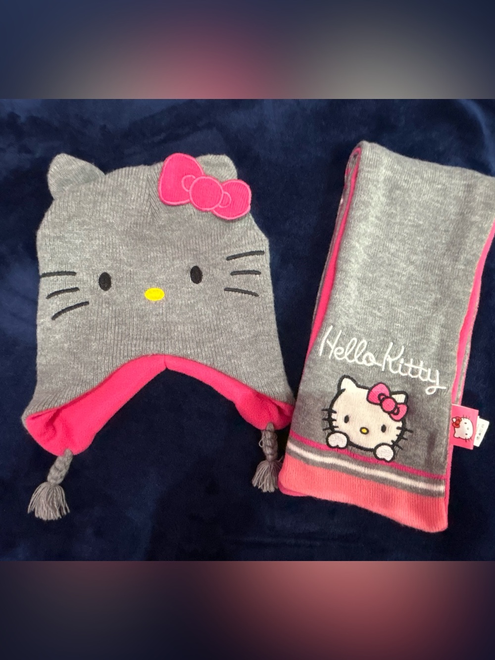 Hello Kitty Hat and Scarf Set Pink Winter Set New